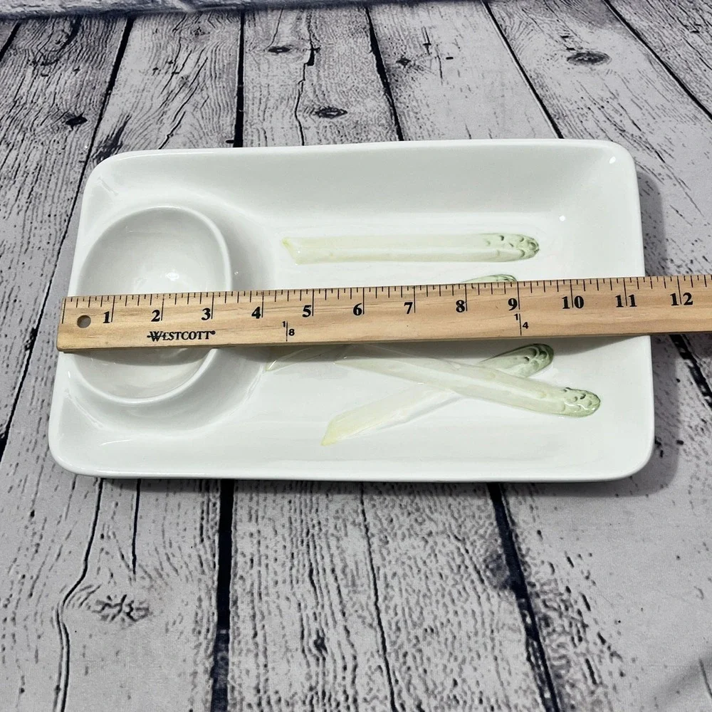 Williams Sonoma Asparagus Serving Dish with Dipping Bowl Made in Italy